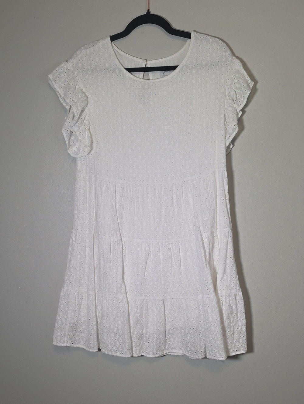 Petal & Pup White Floral Eyelet Dress with Black Trim